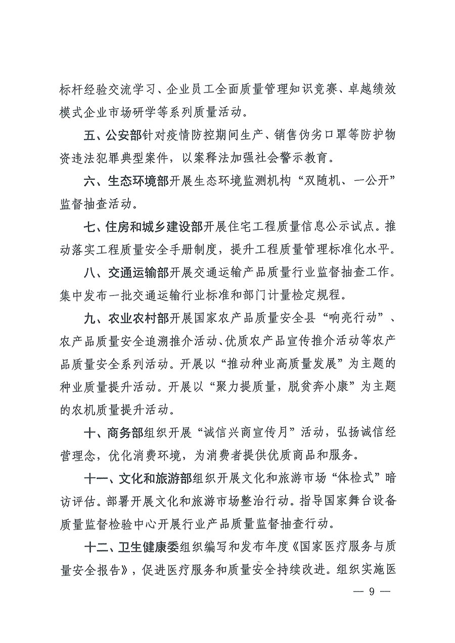 市場監(jiān)管總局等16個部門關(guān)于開展2020年全國“質(zhì)量月”活動的通知(國市監(jiān)質(zhì)〔2020〕133號)