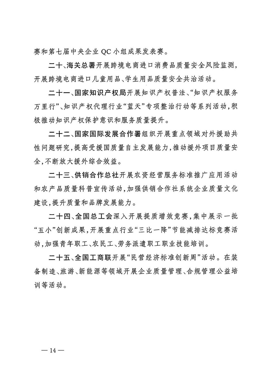 市場(chǎng)監(jiān)管總局等27個(gè)部門發(fā)布《關(guān)于開展2024年全國&ldquo;質(zhì)量月&rdquo;活動(dòng)的通知》國市監(jiān)質(zhì)發(fā)〔2024〕74號(hào)